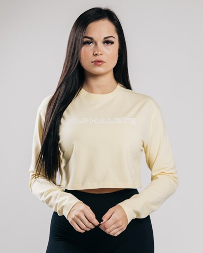 Alphalete Oversized Performance Long Sleeve Crop Sea Salt | 170-IGRYUD