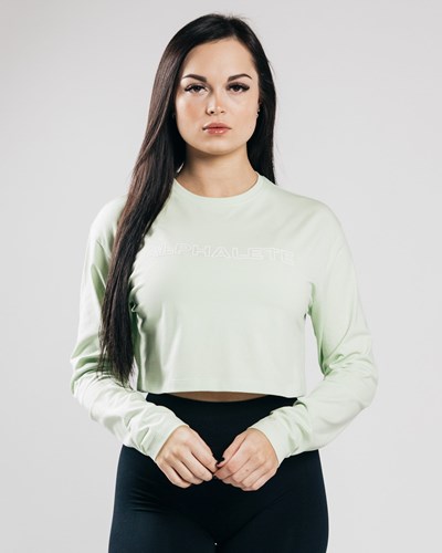 Alphalete Oversized Performance Long Sleeve Crop Frozen Spring | 462-WSXQGA