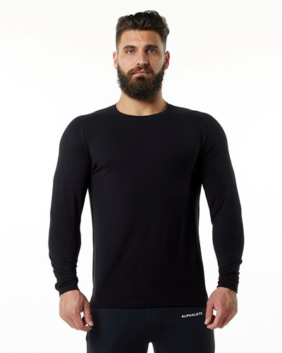 Alphalete Premium Epaulette Long Sleeve Tee Čierne | 649-PASQMR