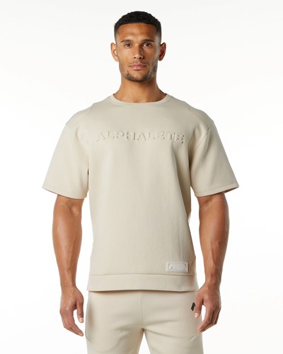 Alphalete Relaxed Interlock Knit Pullover Vanilla | 471-HMOFNB