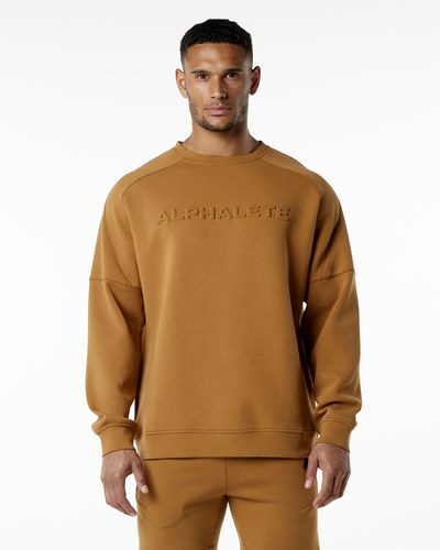 Alphalete Relaxed Interlock Knit Pullover Almond | 689-ATXZMK