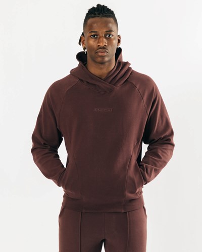 Alphalete Relaxed Single-Brushed Pullover Hoodie Mahogany | 210-MRDWBO