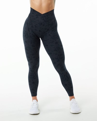 Alphalete Single Brushed Cross-Wrapped Legging Čierne | 035-OPESAB