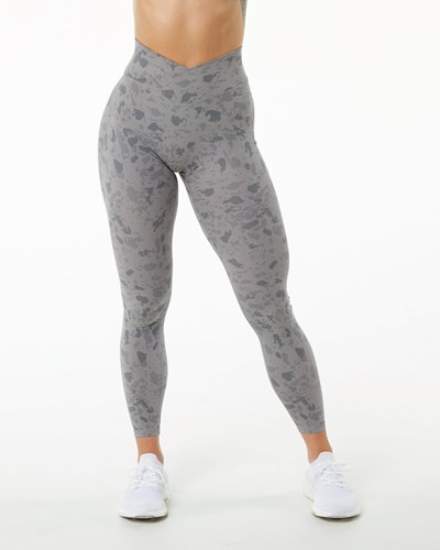 Alphalete Single Brushed Cross-Wrapped Legging Siva | 653-JVFOMQ