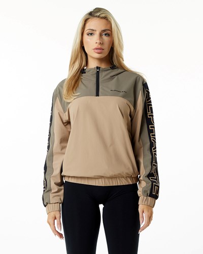 Alphalete Woven Performance Jacket Desert Safari | 356-QZHIMJ