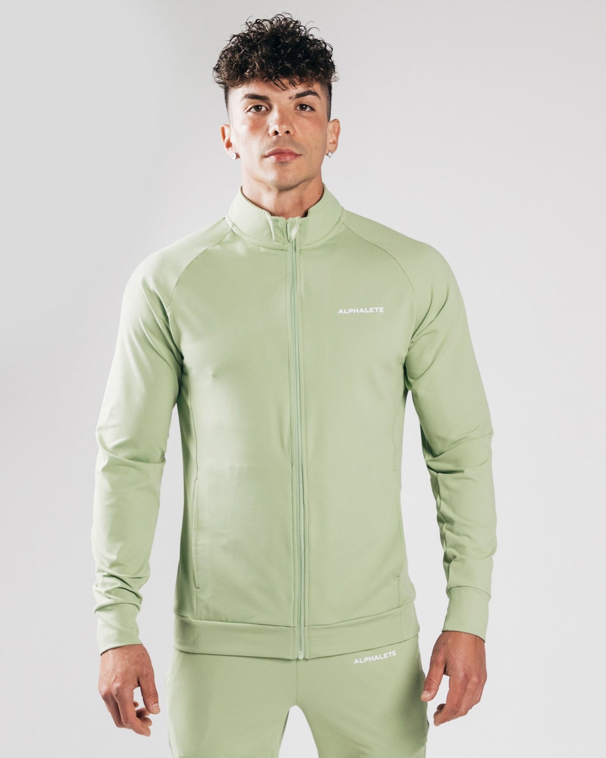 Alphalete 4-Way Stretch Tracking Jacket Frozen Spring | 674-GZVIHT