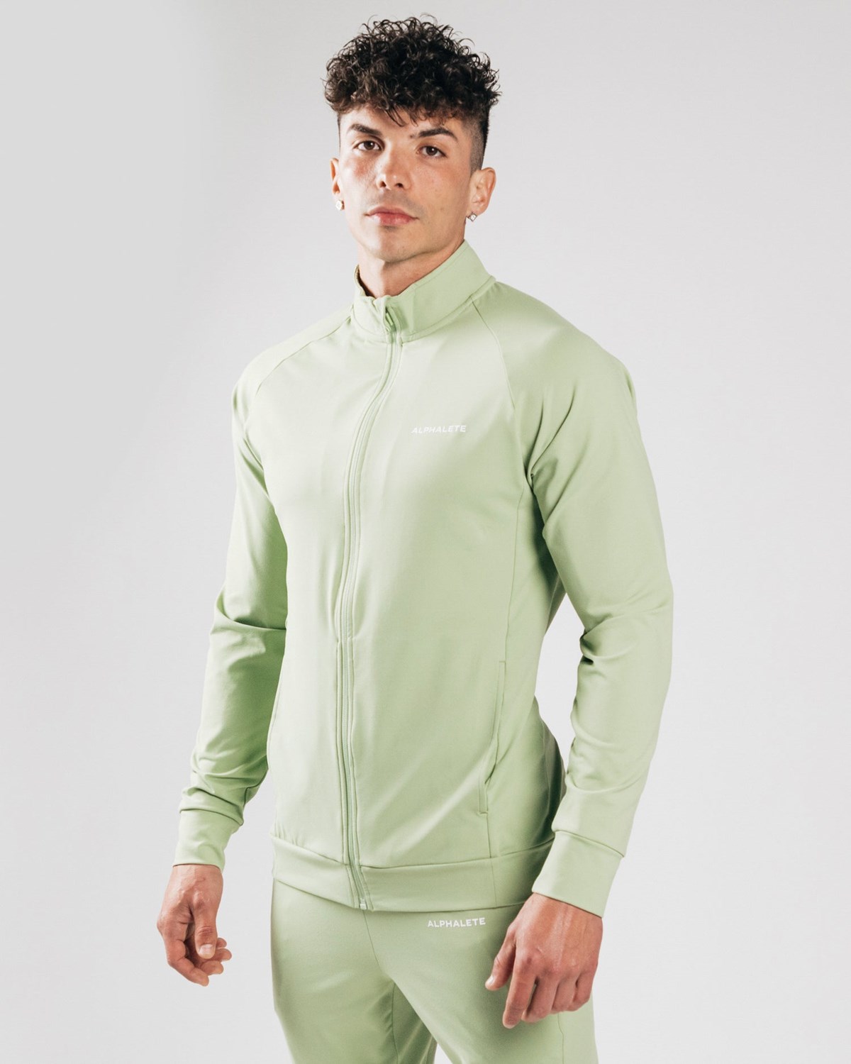 Alphalete 4-Way Stretch Tracking Jacket Frozen Spring | 674-GZVIHT