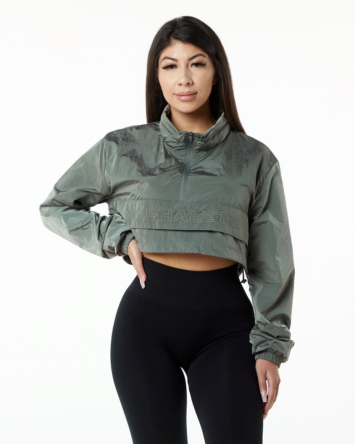 Alphalete All-Purpose Crop Jacket Charcoal | 218-EWSMYD