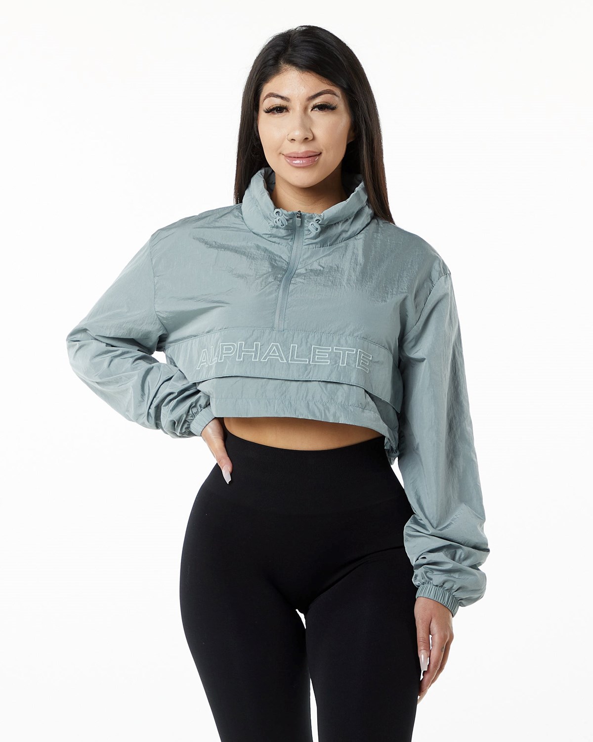 Alphalete All-Purpose Crop Jacket Modre | 589-XAVQWH