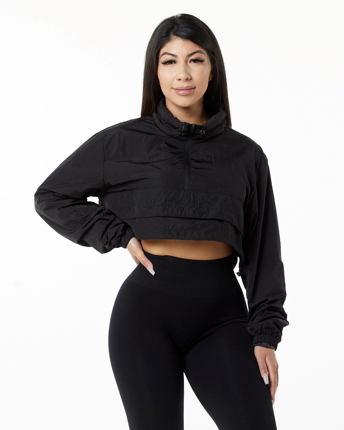 Alphalete All-Purpose Crop Jacket Čierne | 835-DKNPXW