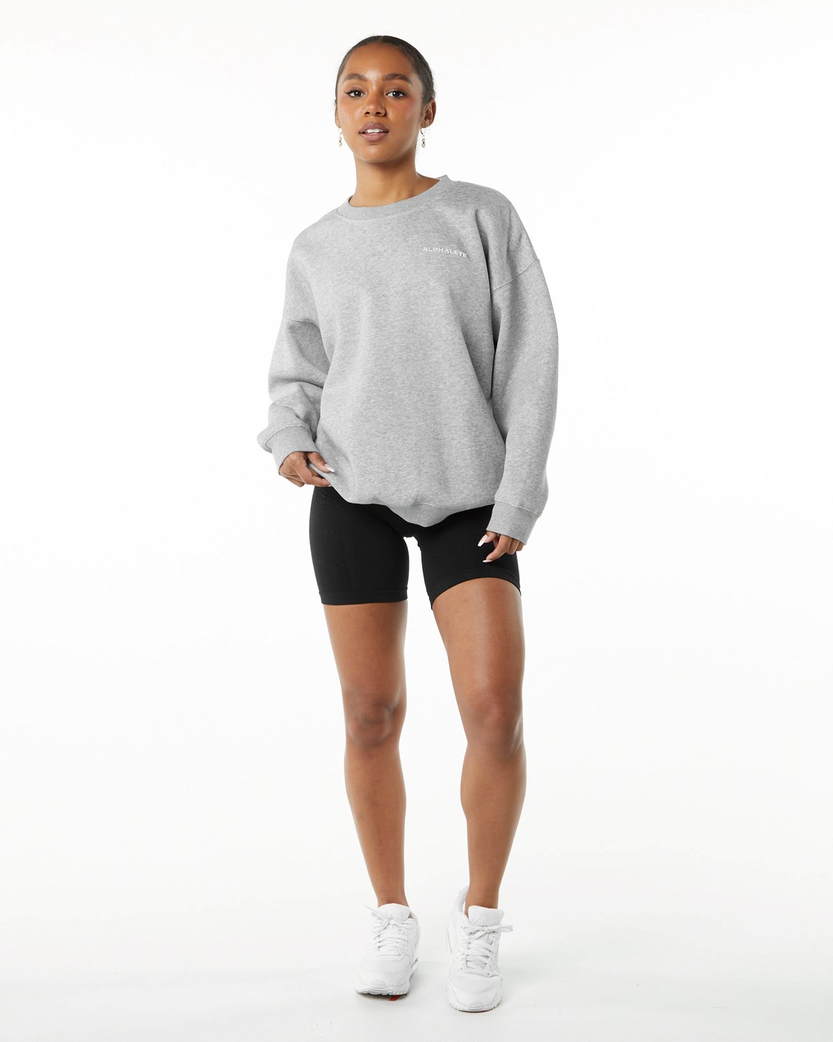 Alphalete Brushed Fleece Crewneck Svetrove Saty Siva | 153-PRDLNV