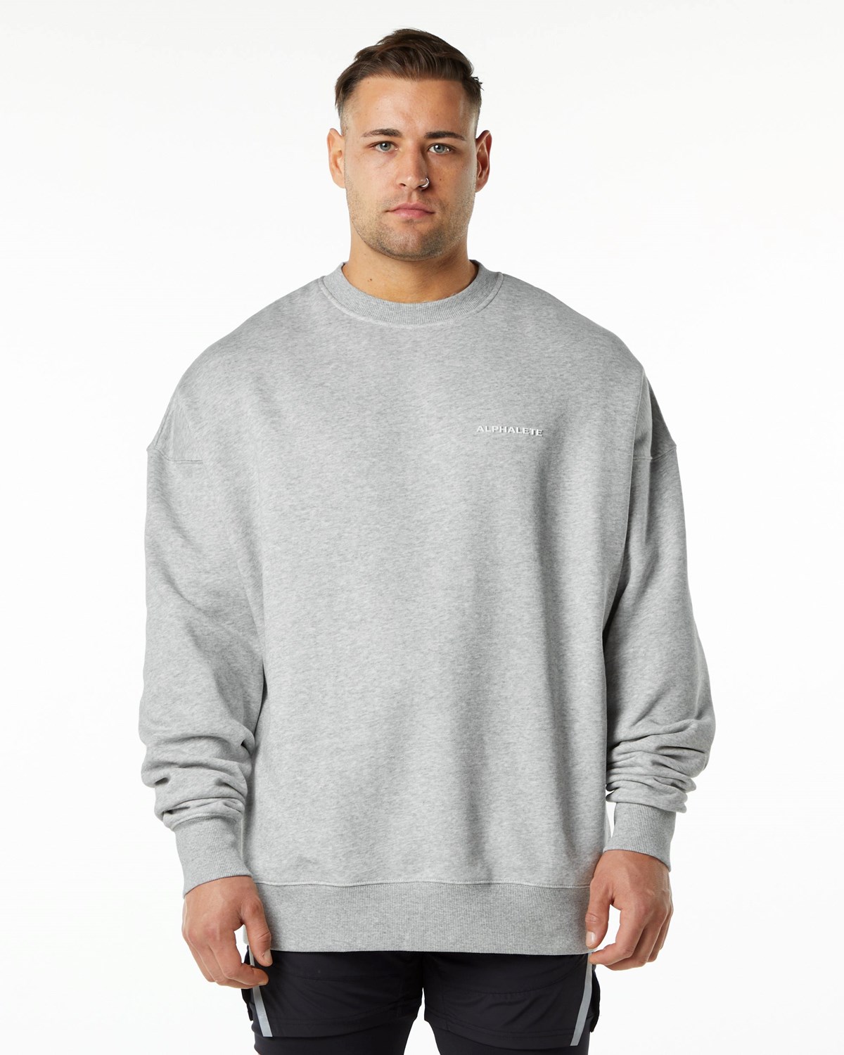 Alphalete Brushed Fleece Crewneck Svetrove Saty Siva | 641-PVNHAI