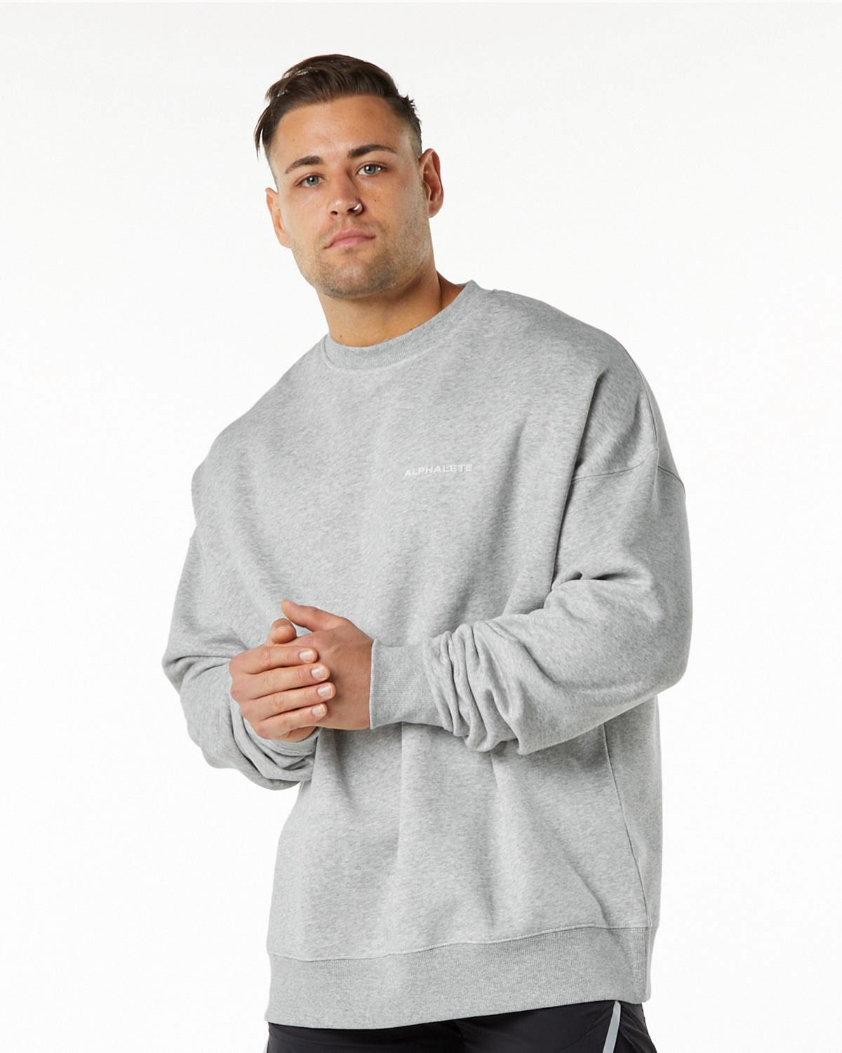 Alphalete Brushed Fleece Crewneck Svetrove Saty Siva | 641-PVNHAI