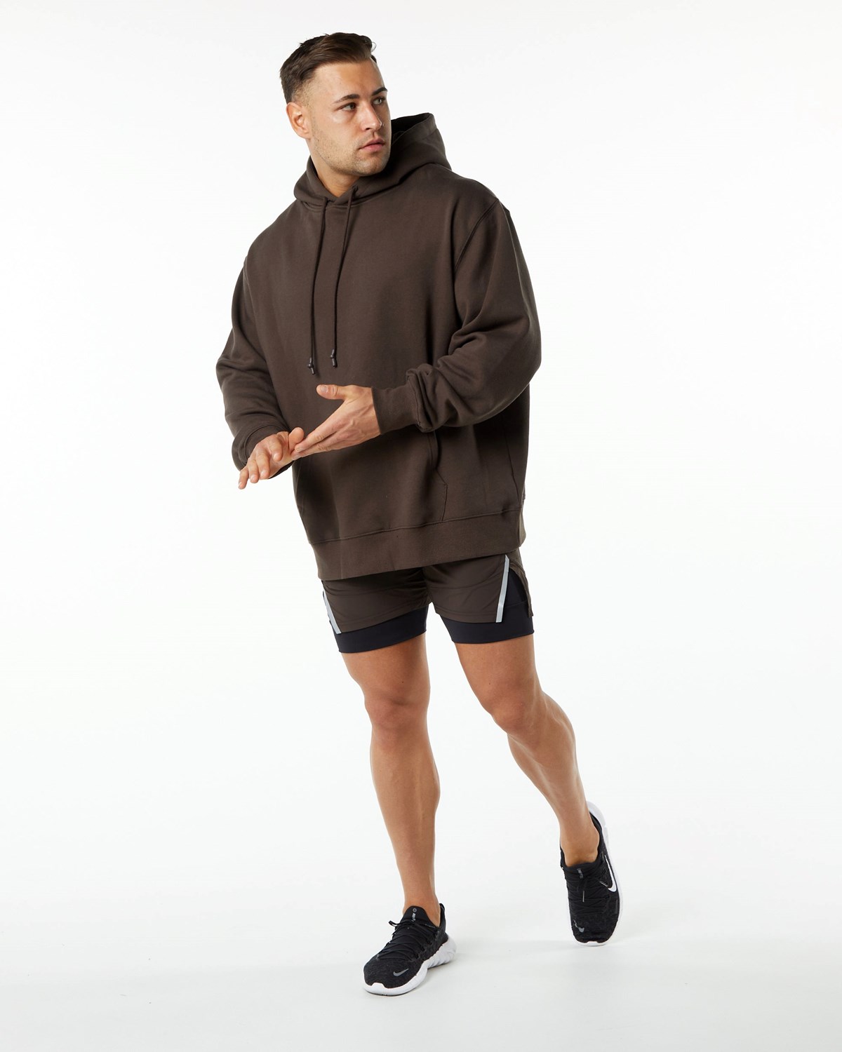 Alphalete Brushed Fleece Grafika Hoodie Hnede | 062-LYUOVW