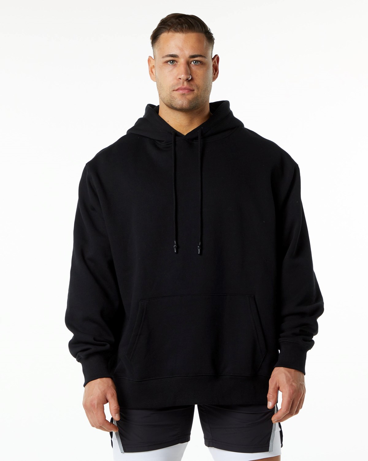 Alphalete Brushed Fleece Grafika Hoodie Čierne | 269-HAIOMR