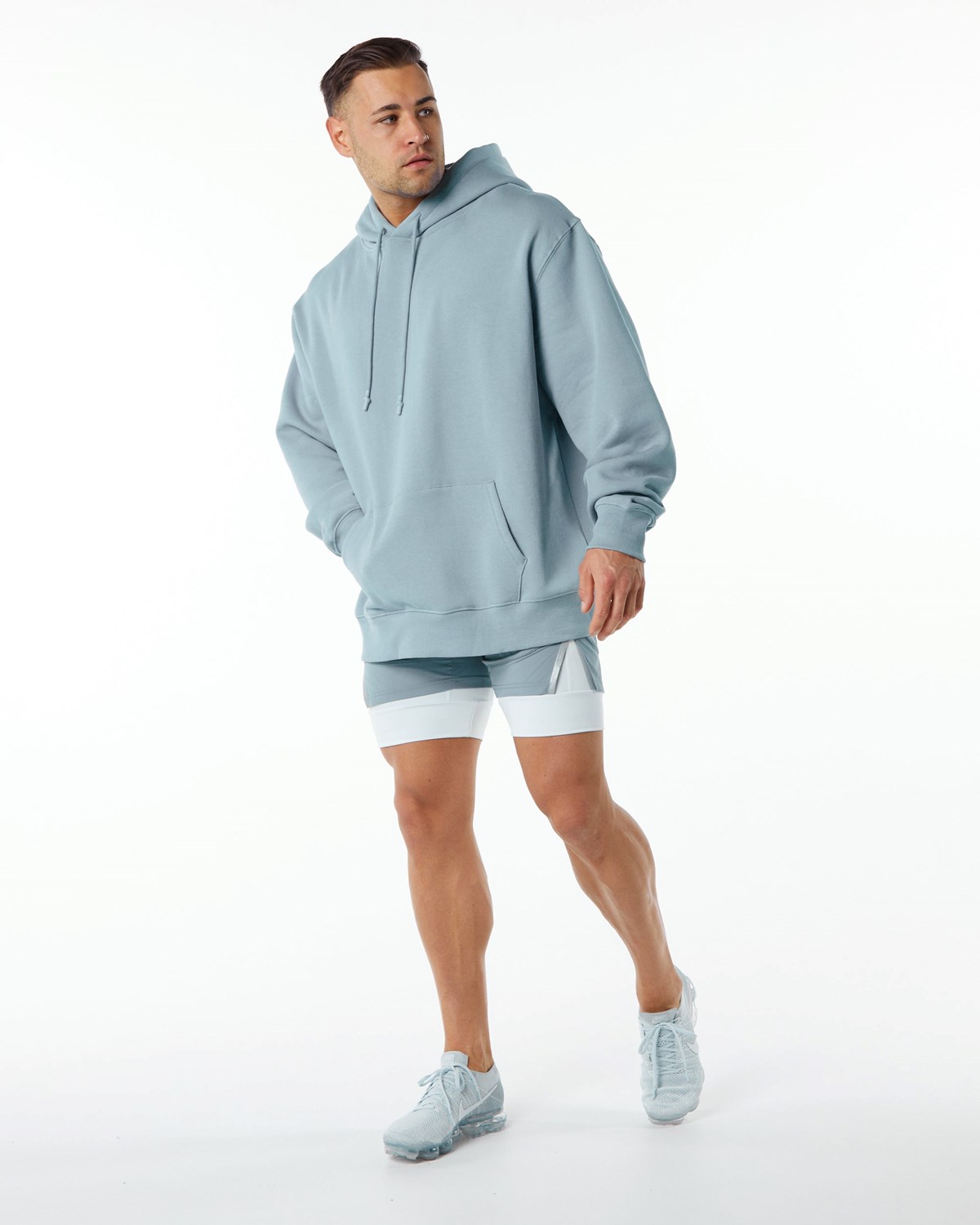 Alphalete Brushed Fleece Grafika Hoodie Modre | 456-NVKCQT