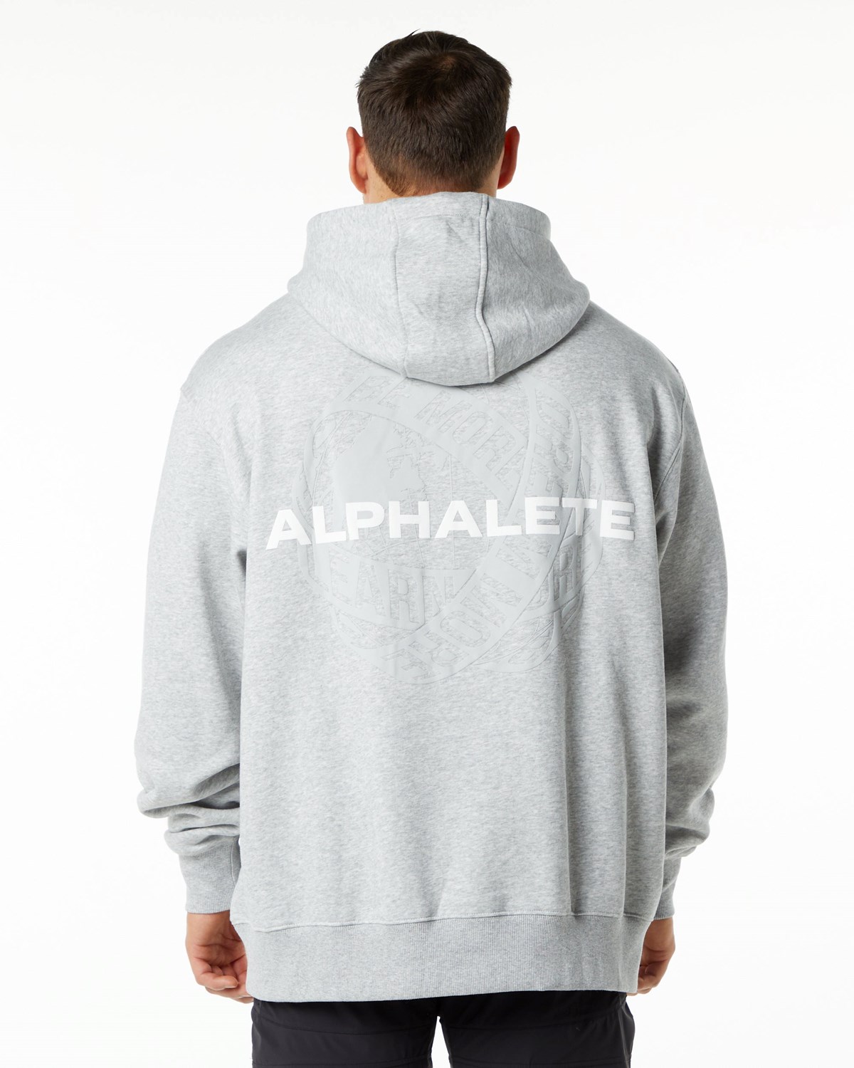 Alphalete Brushed Fleece Grafika Hoodie Siva | 713-MLVHNA