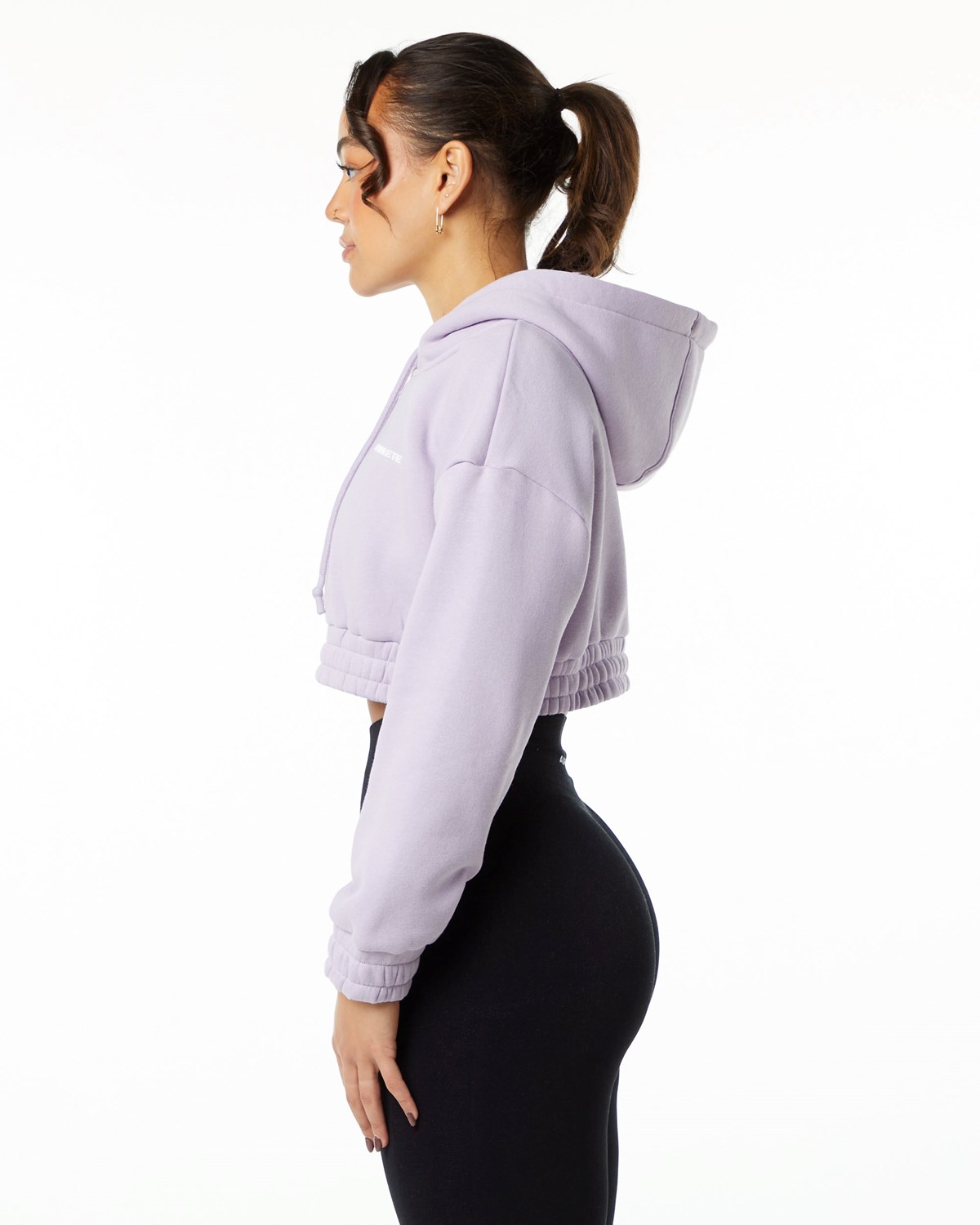 Alphalete Brushed Fleece Half-Zip Crop Hoodie Misty Lilac | 721-EAGZDK