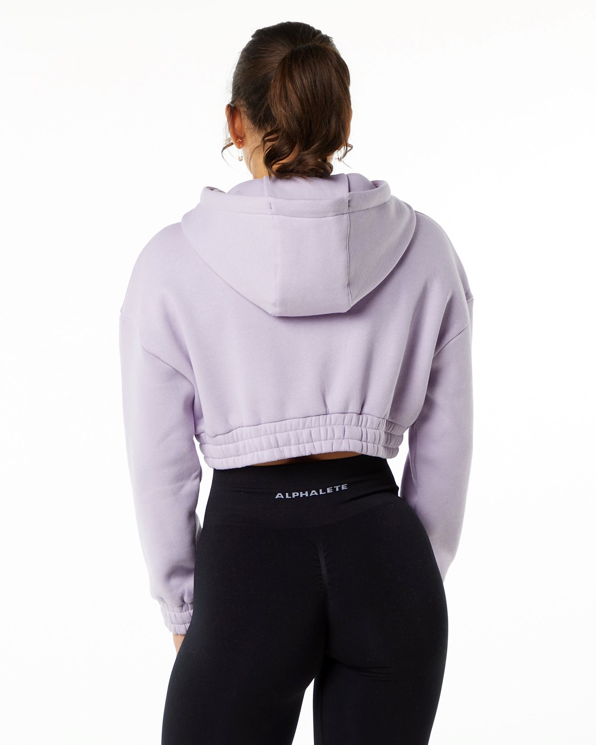 Alphalete Brushed Fleece Half-Zip Crop Hoodie Misty Lilac | 721-EAGZDK