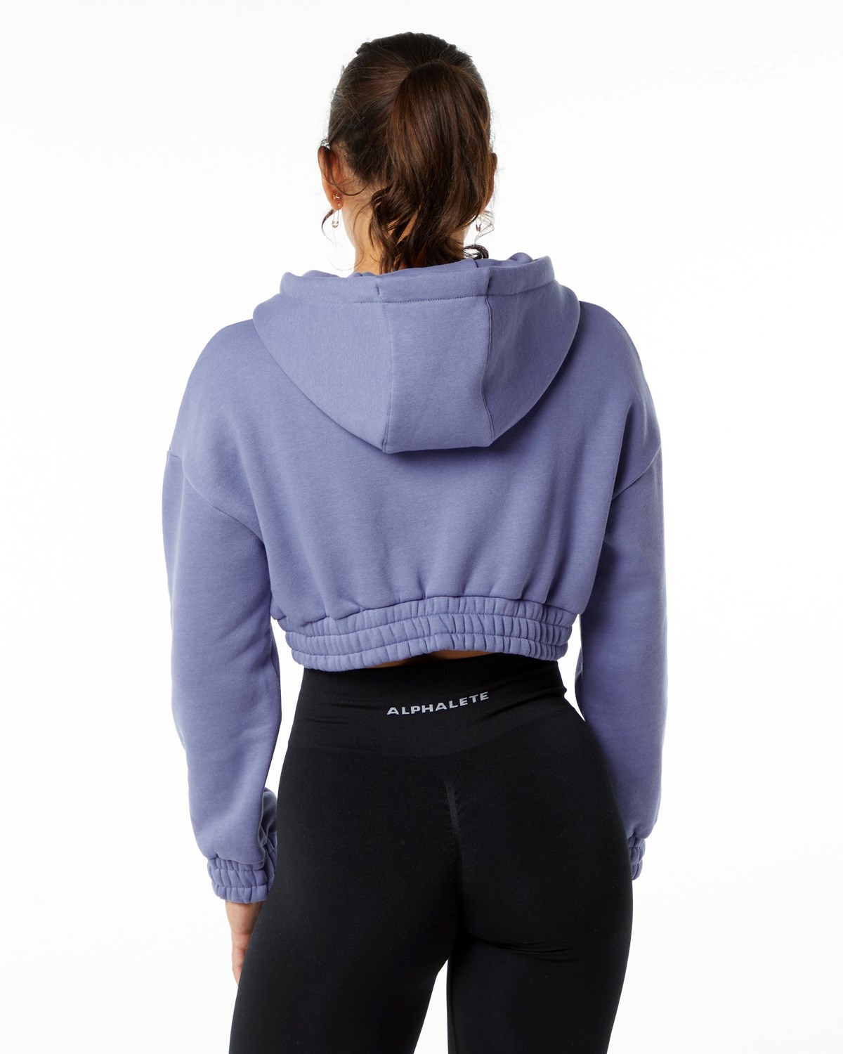 Alphalete Brushed Fleece Half-Zip Crop Hoodie Digital Violet | 943-OIPELC