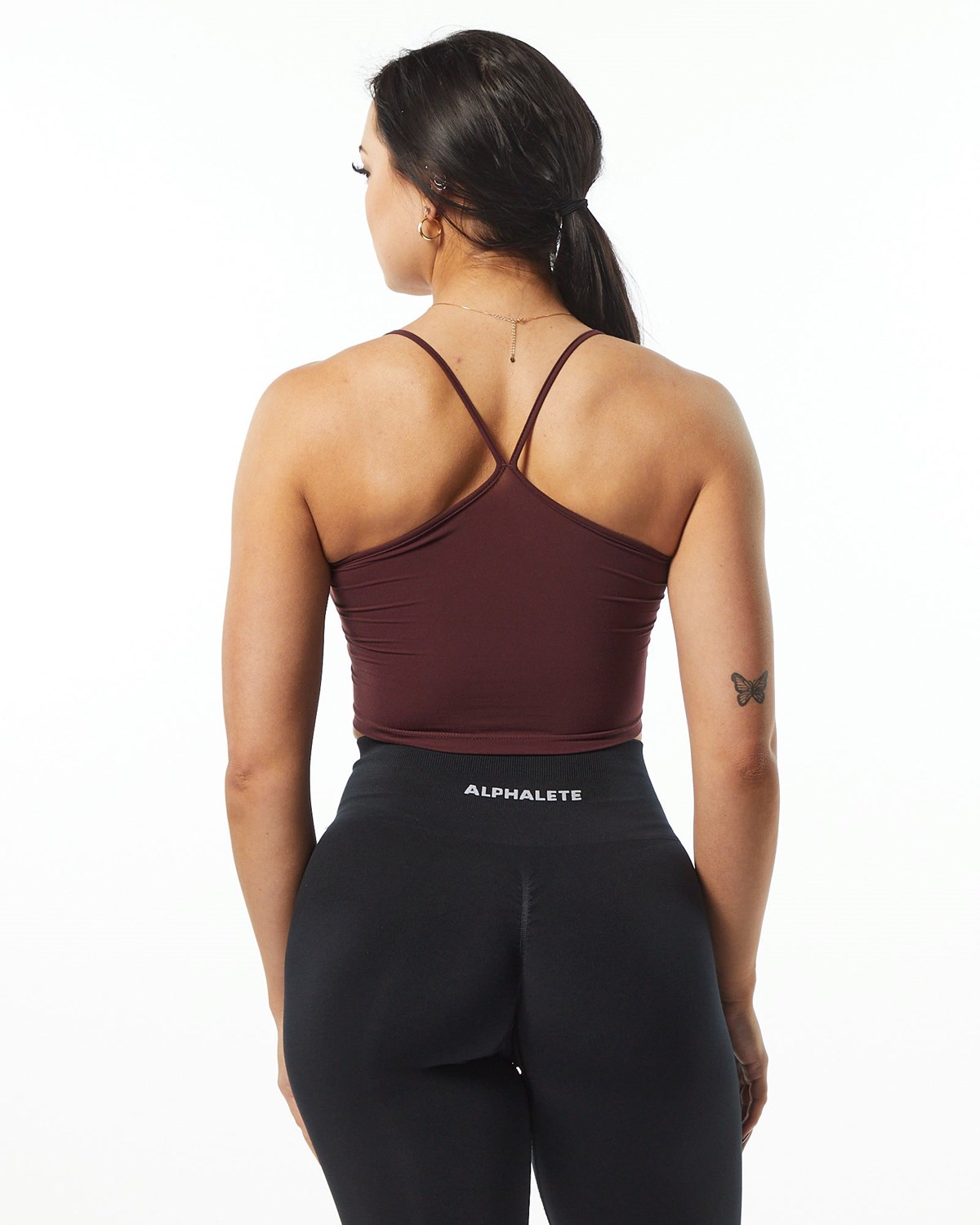 Alphalete Camisole Y-Back Crop Tank Wine | 087-VWPIRF