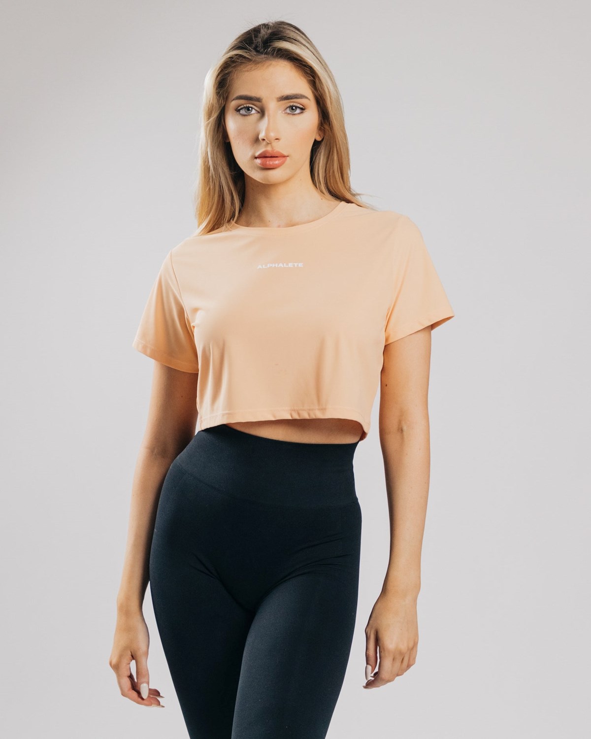 Alphalete Cropped Lahke Kratke Sleeve Oranžové | 271-NGJVQX