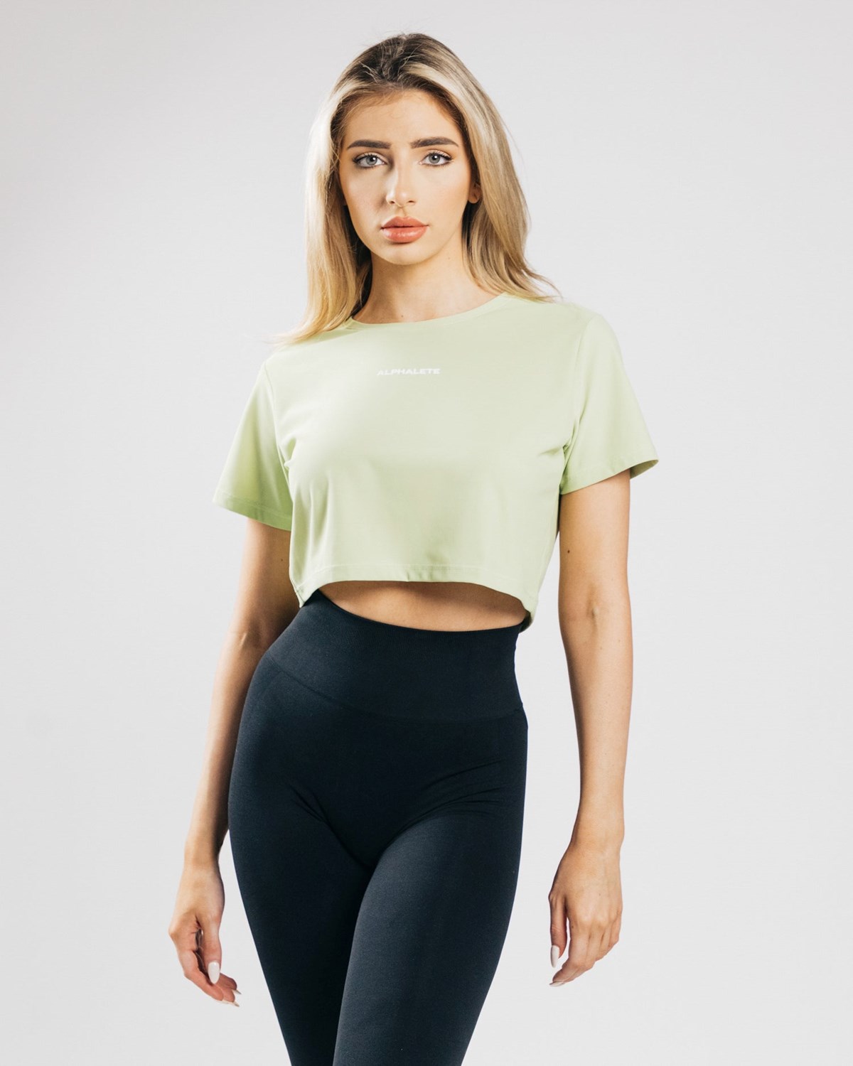 Alphalete Cropped Lahke Kratke Sleeve Svetlo Zelene | 015-SZMBOK