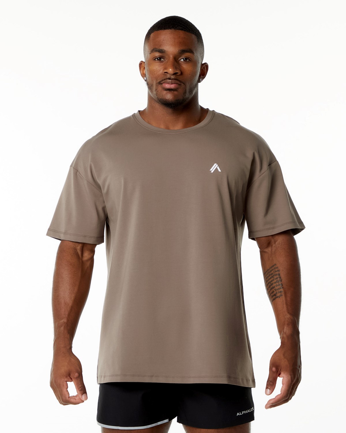 Alphalete Drop Shoulder Tee Mocha | 387-JDWFSL