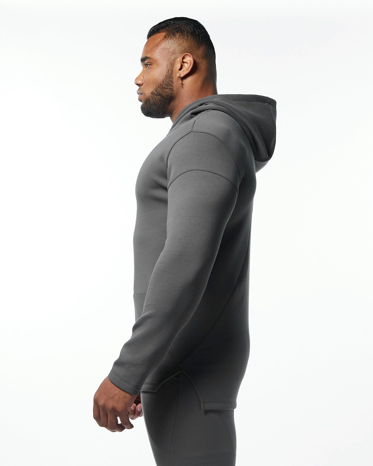 Alphalete Fitted Interlock Knit Hoodie Charcoal | 942-UEHXKN