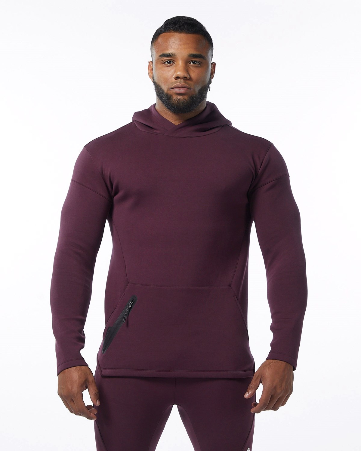 Alphalete Fitted Interlock Knit Hoodie Merlot | 074-SZYKUG