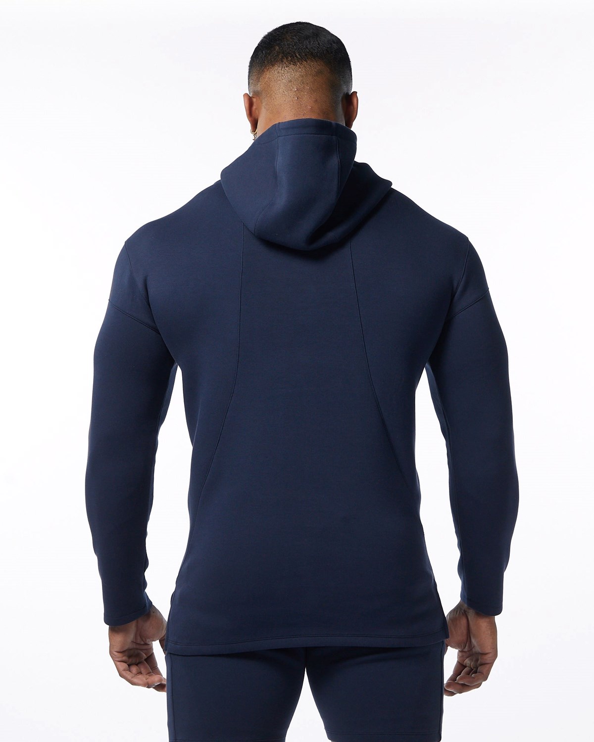 Alphalete Fitted Interlock Knit Hoodie Námornícka Modrá | 374-NQGALH