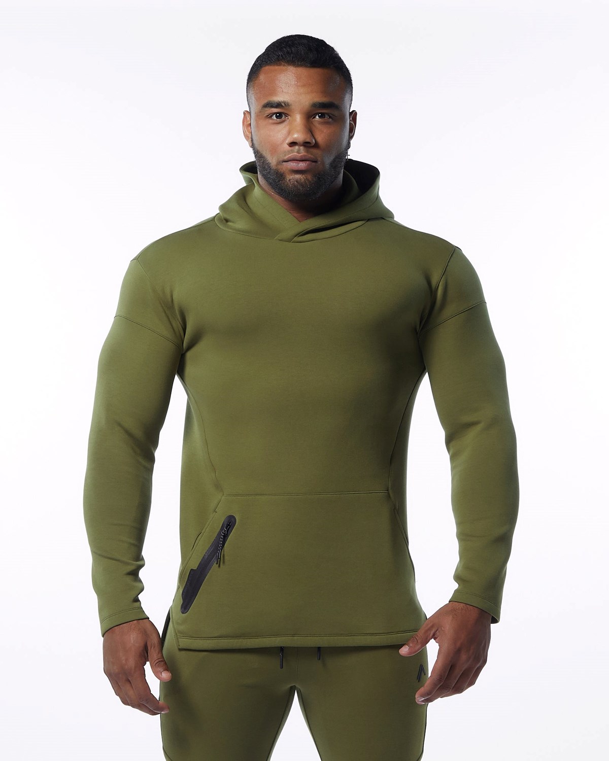 Alphalete Fitted Interlock Knit Hoodie Olivovo Zelená | 129-QNLGFT