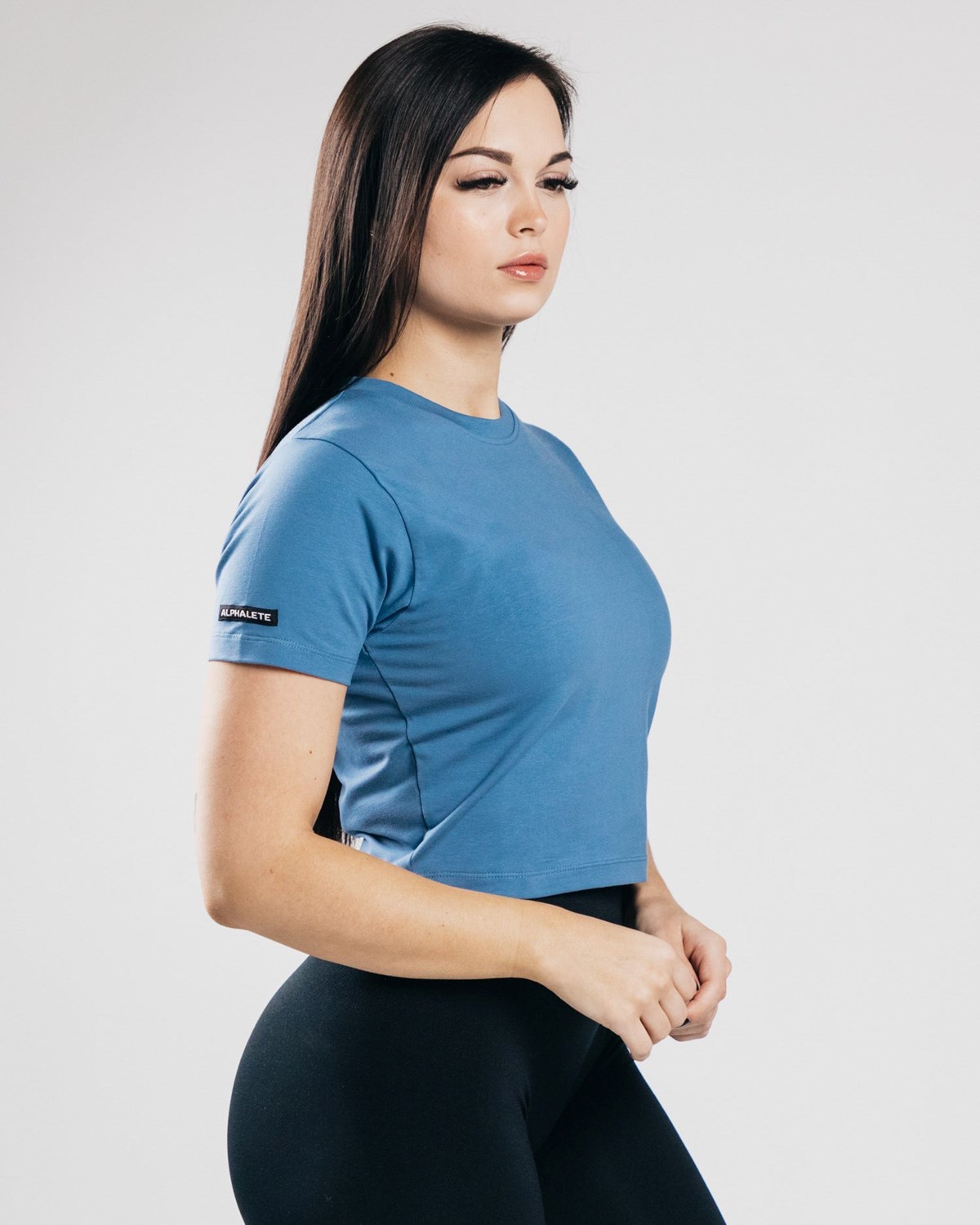 Alphalete Fitted Performance Crop Top Modre | 430-ZXIAHG