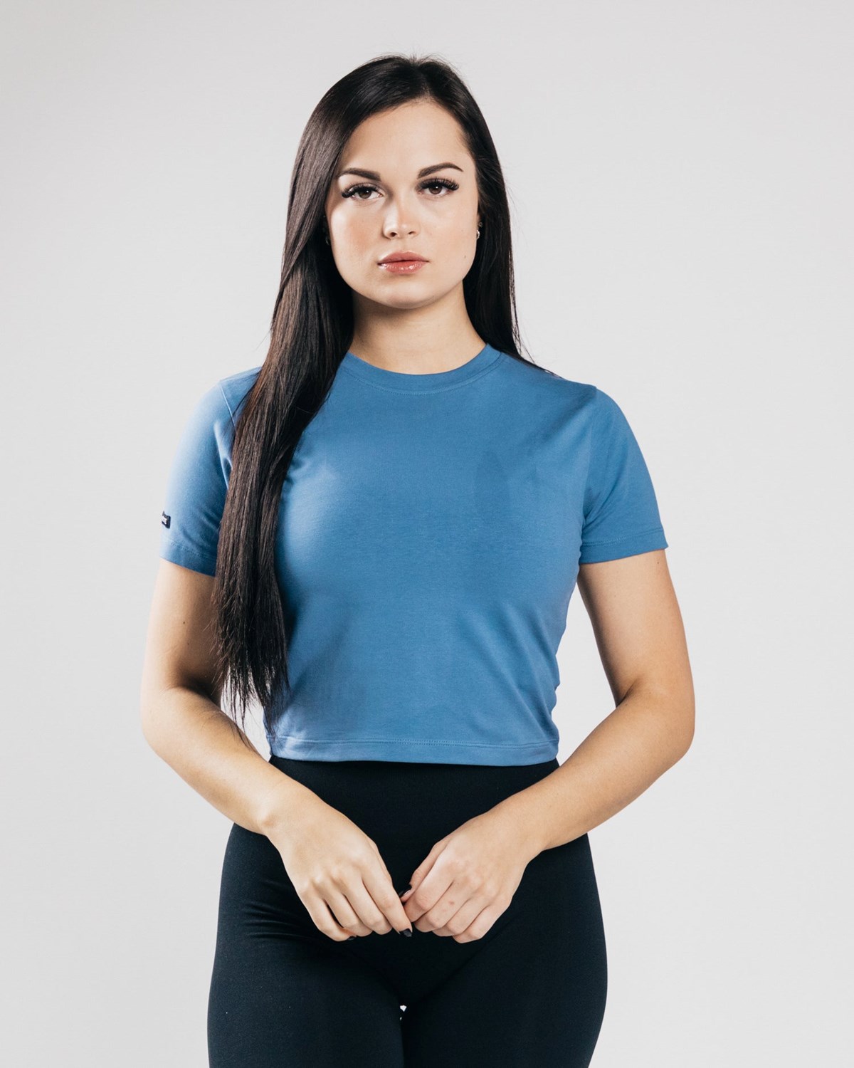 Alphalete Fitted Performance Crop Top Modre | 430-ZXIAHG