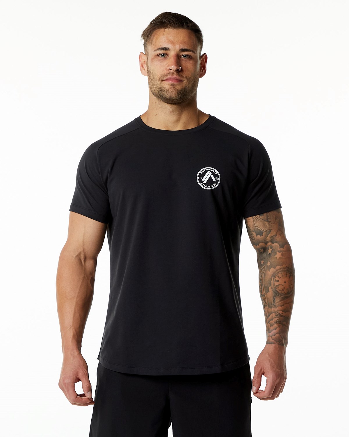 Alphalete Fitted Performance Kratke Sleeve Čierne | 341-BENQVM