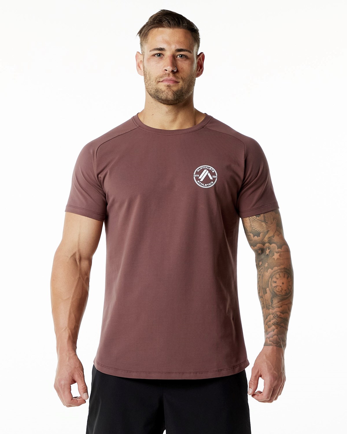 Alphalete Fitted Performance Kratke Sleeve Merlot | 417-DCKHXG