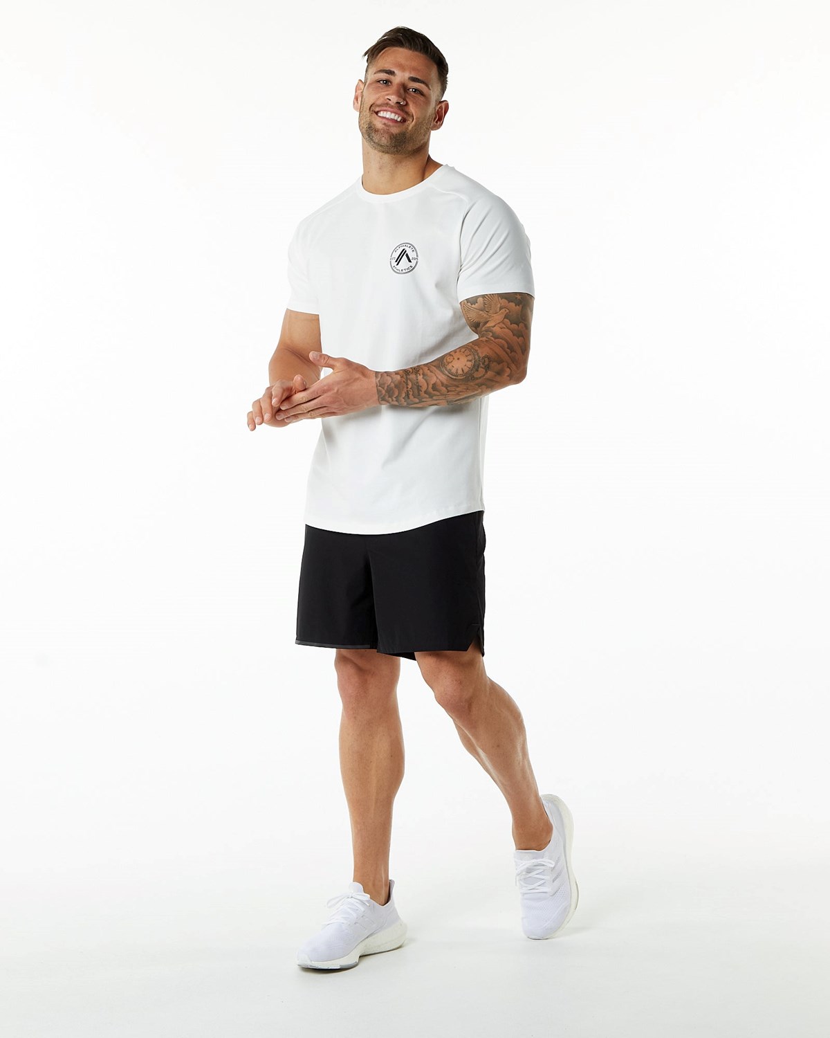 Alphalete Fitted Performance Kratke Sleeve Biele | 427-YMZBKE