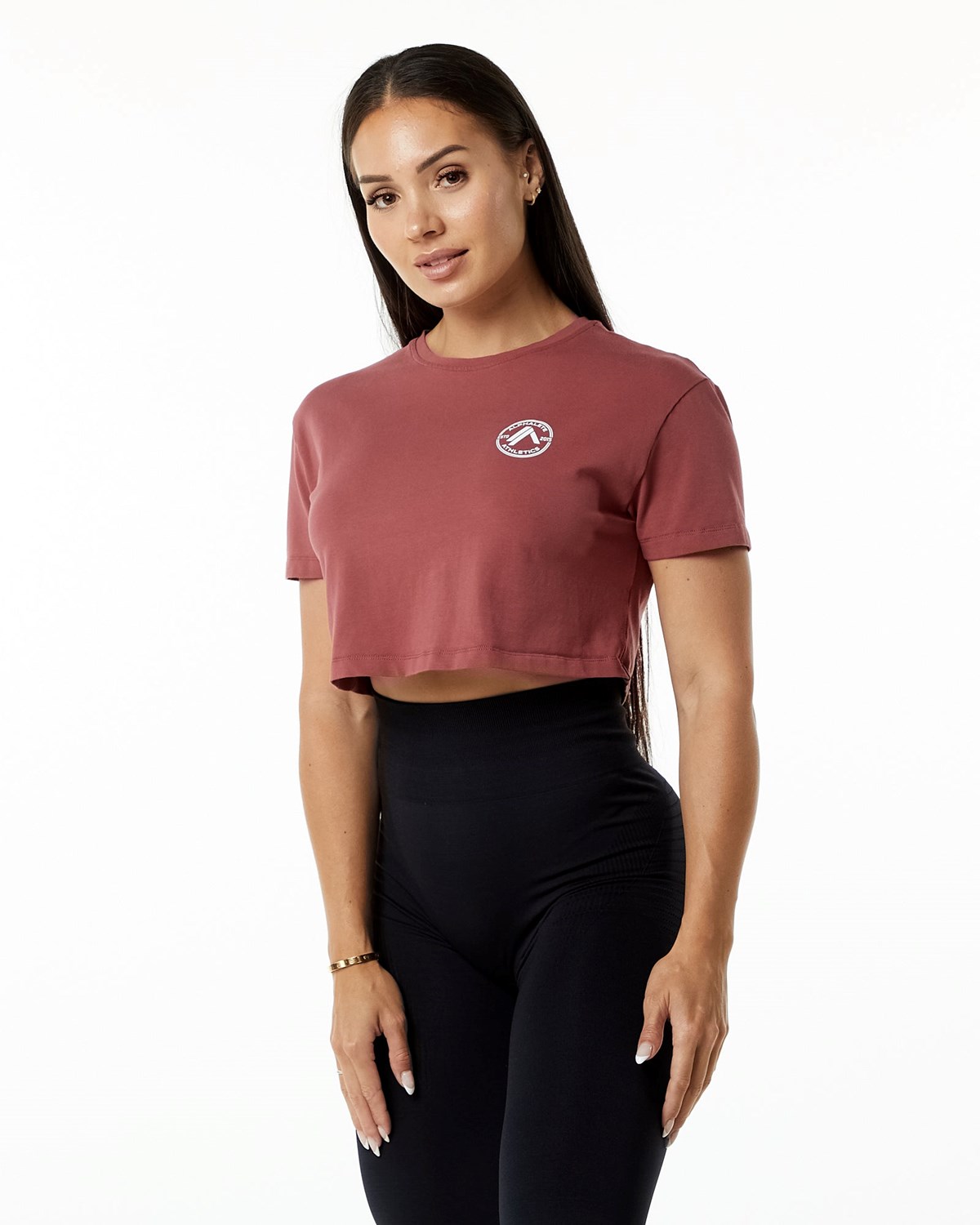 Alphalete Fitted Performance Kratke Sleeve Crop Gingerbread | 481-UVGKED