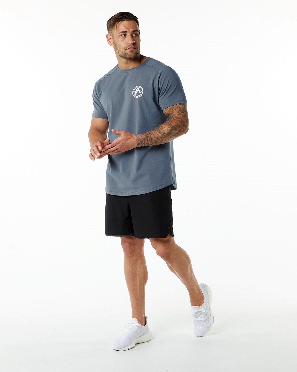 Alphalete Fitted Performance Kratke Sleeve Carbon | 860-HQGBIF