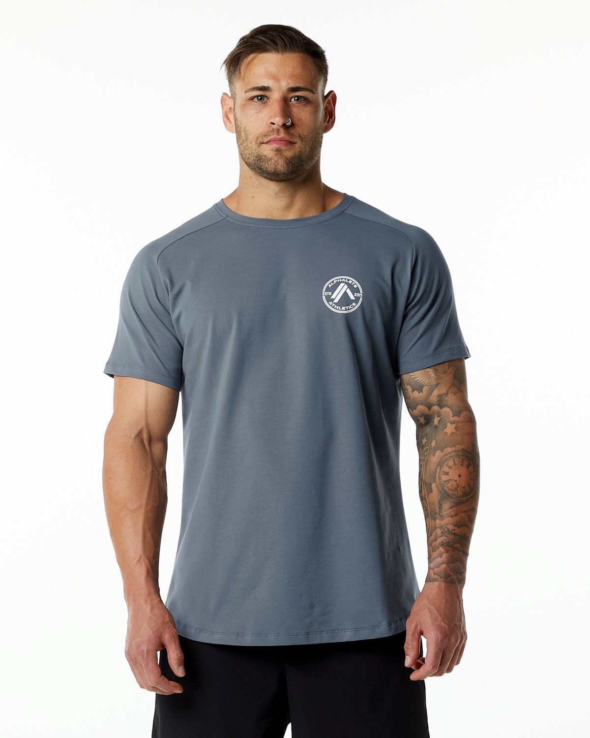 Alphalete Fitted Performance Kratke Sleeve Carbon | 860-HQGBIF