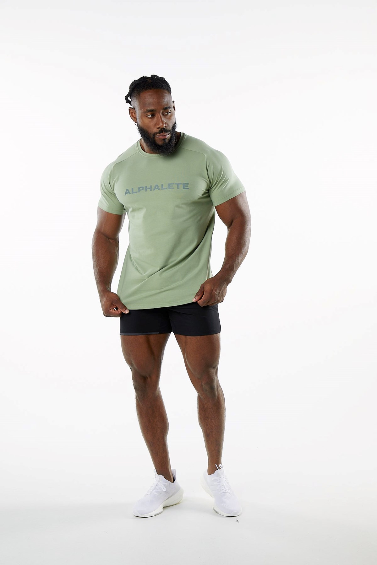 Alphalete Fitted Performance Kratke Sleeve Sage | 932-MERFYB