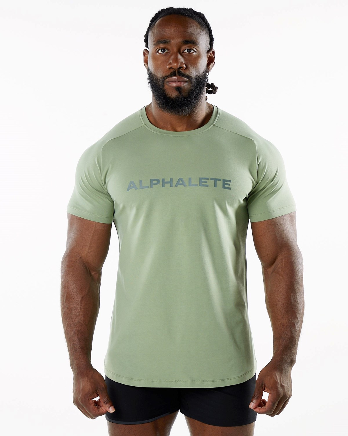 Alphalete Fitted Performance Kratke Sleeve Sage | 932-MERFYB