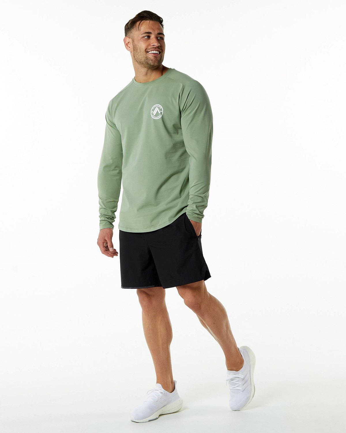 Alphalete Fitted Performance Long Sleeve Sage | 051-BXHCEK