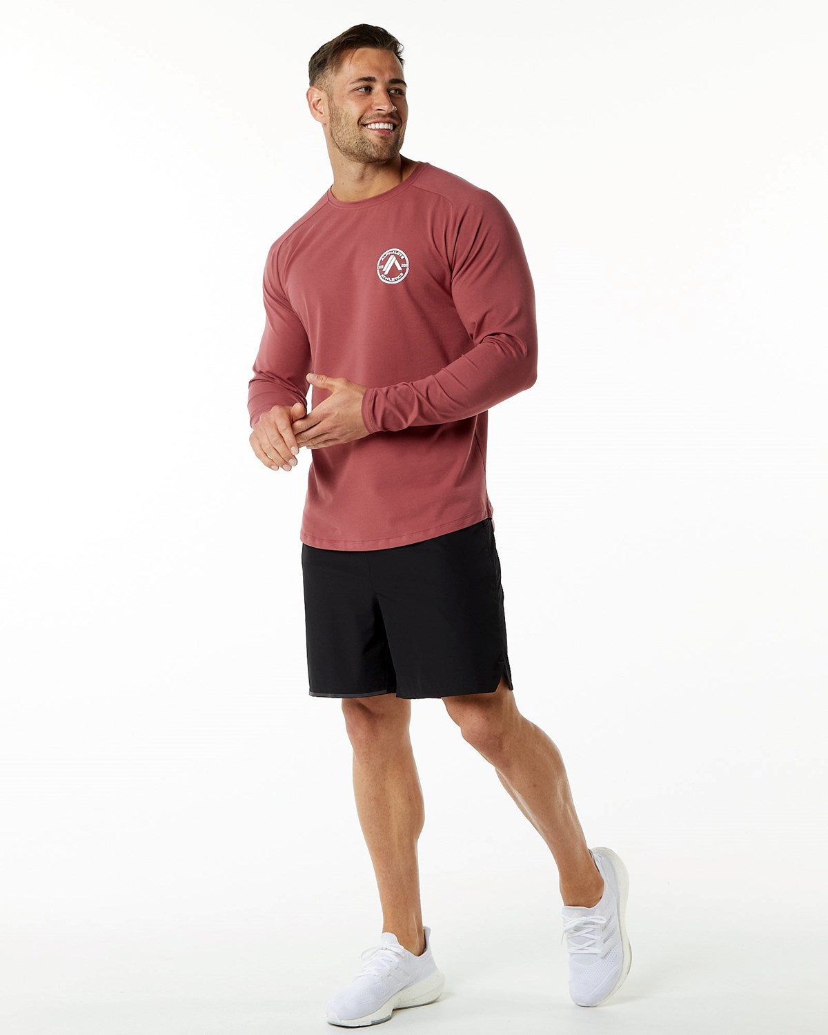 Alphalete Fitted Performance Long Sleeve Gingerbread | 234-SOKIAB