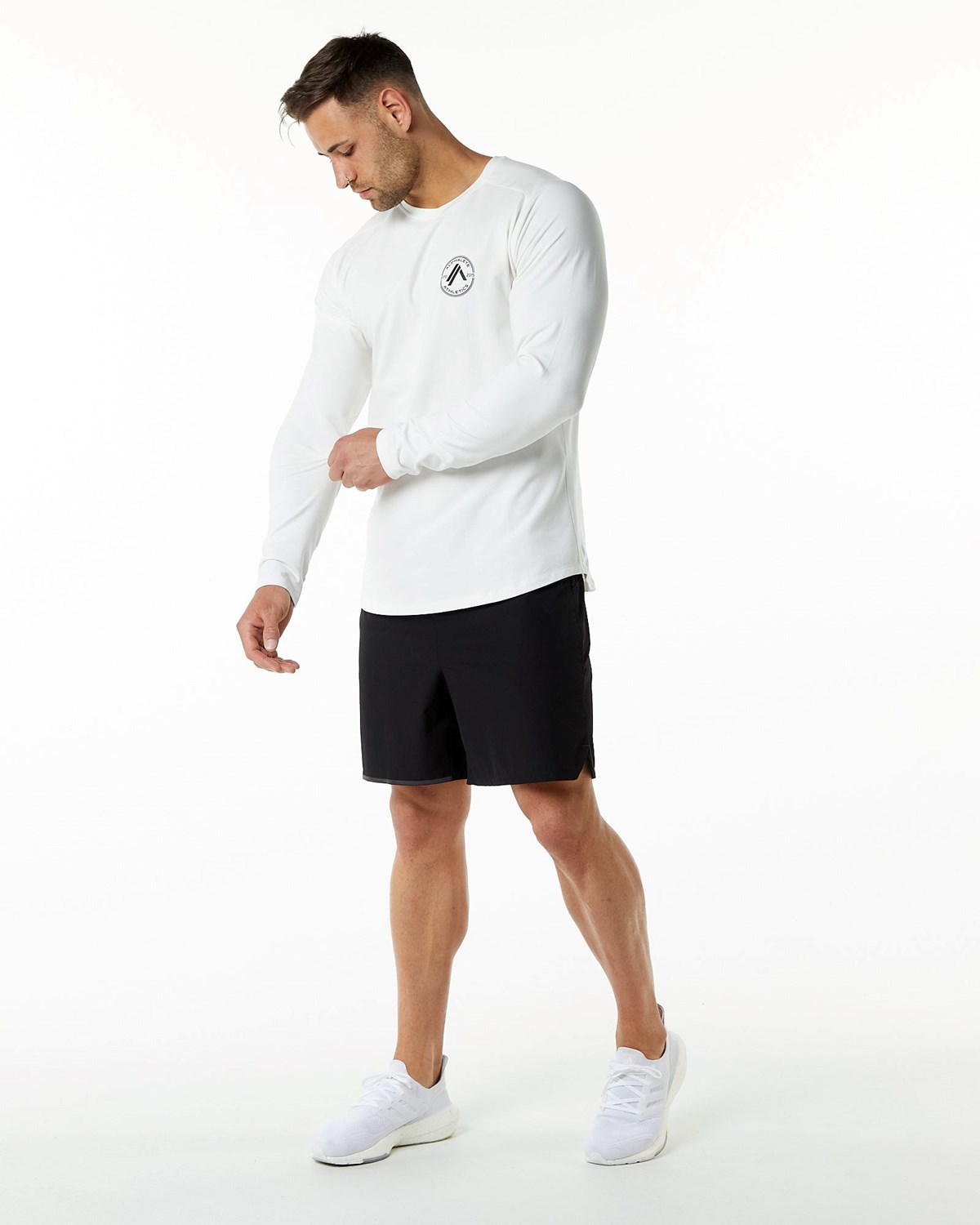 Alphalete Fitted Performance Long Sleeve Biele | 291-KXVGOL