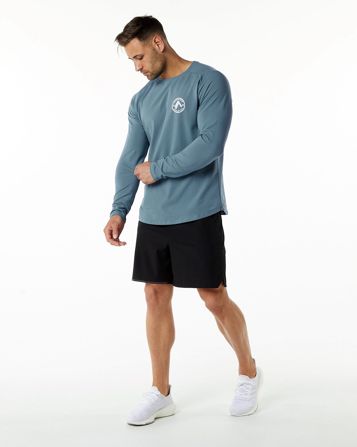 Alphalete Fitted Performance Long Sleeve Modre | 549-GTMFZI