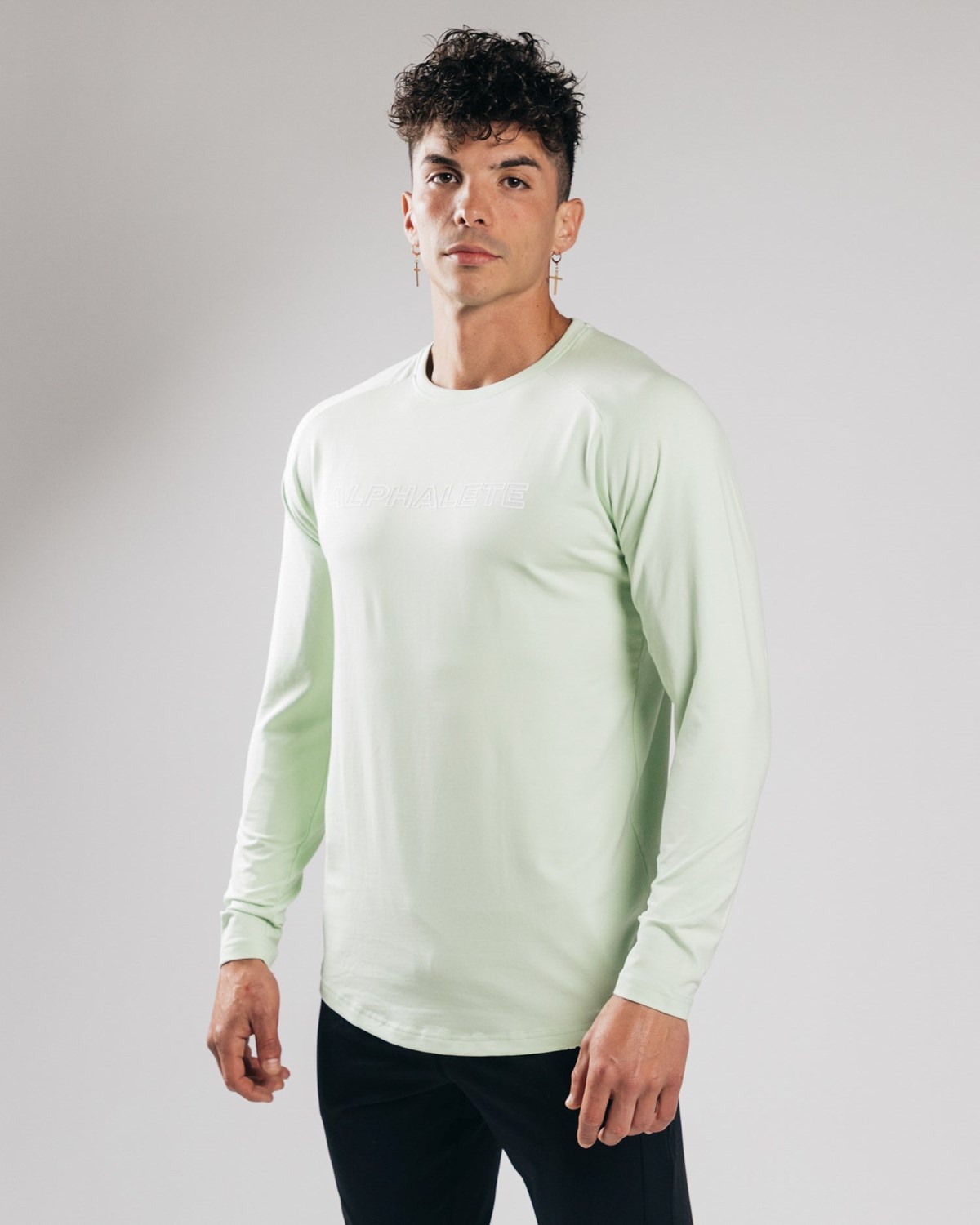 Alphalete Fitted Performance Long Sleeve Frozen Spring | 680-VEDFZH