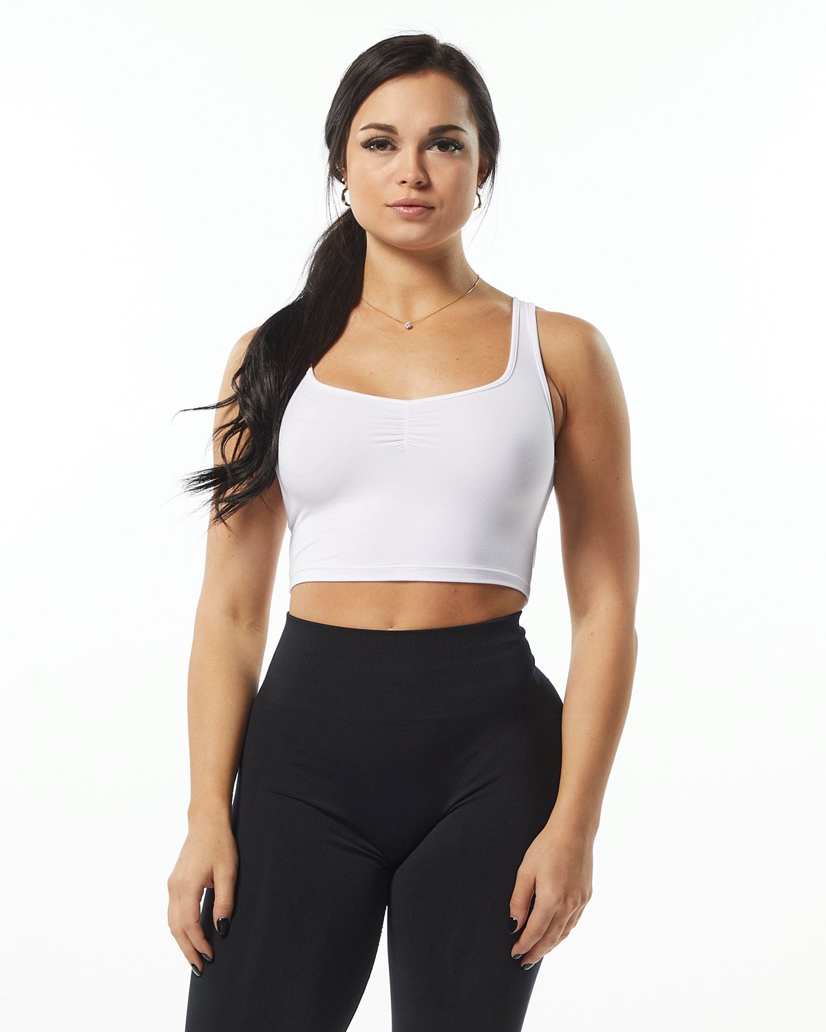 Alphalete Fitted Square Neck Tank Biele | 891-ILZKQS