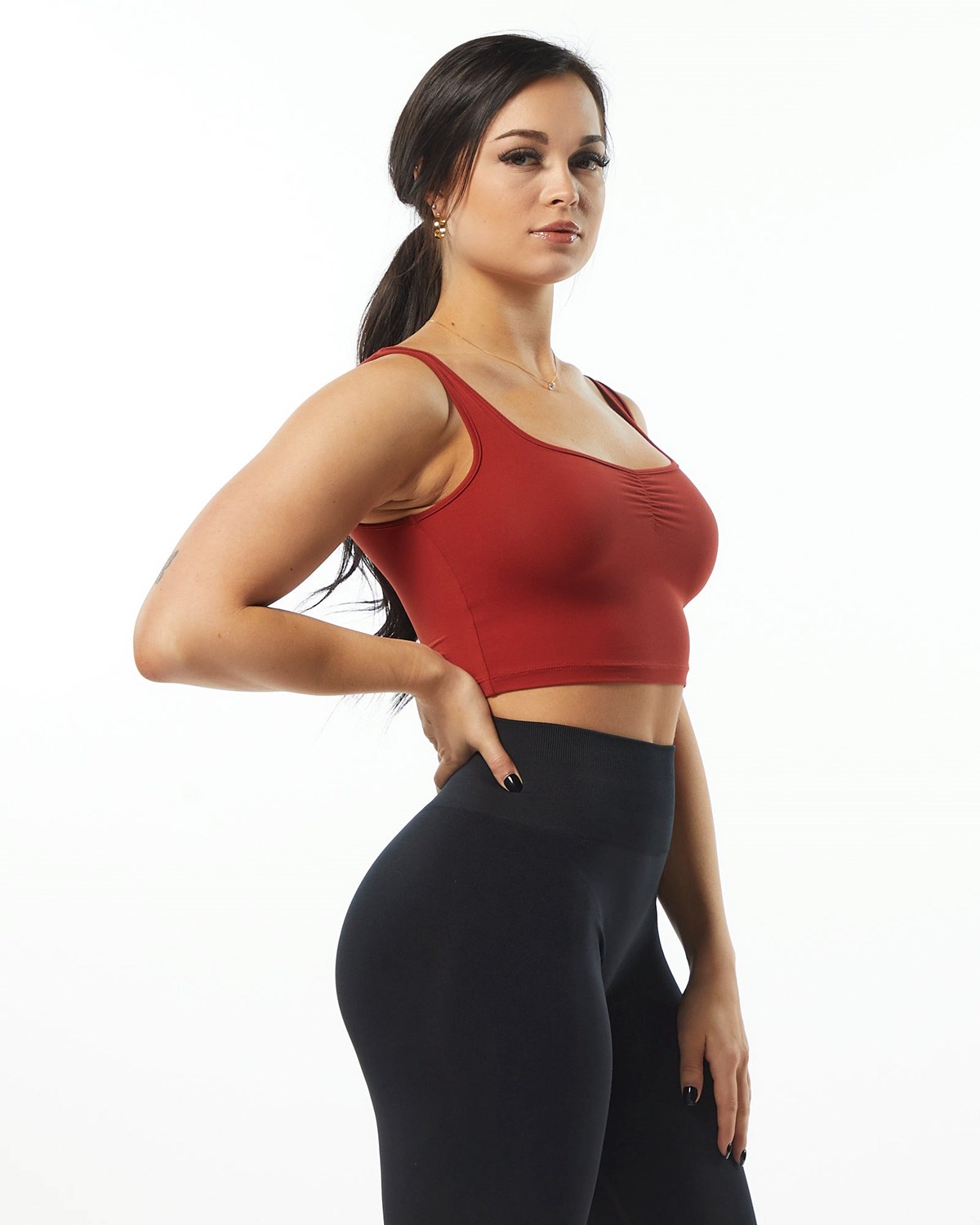 Alphalete Fitted Square Neck Tank Cherry | 681-FIDZQL