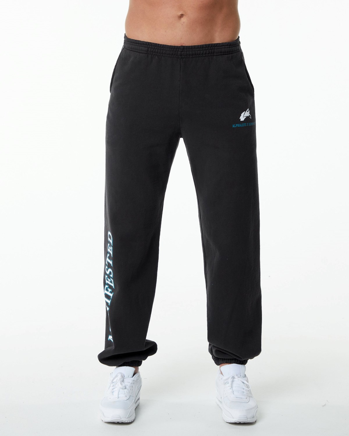 Alphalete Fleece Grafika Jogger Čierne | 987-IYDNBF